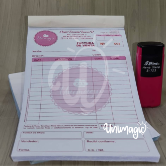 5 Talonarios tamaño Media Carta 1 copia 250 facturas