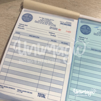 10 Talonarios tamaño Media Carta 1 copia 500 facturas