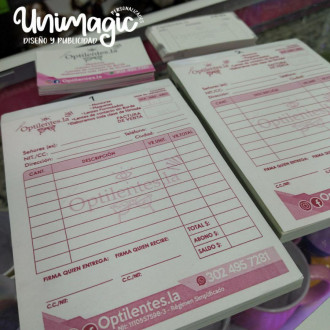 20 Talonarios tamaño Media Carta 1 copia 1.000 facturas