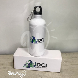 Caramañolas Metalica Blanca 600 Ml Sublimada + Caja con Sticker un solo diseño,  personalizado con nombres